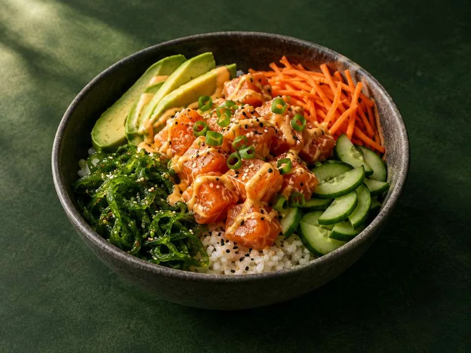 Generated illustration of Salmon Poke Bowl