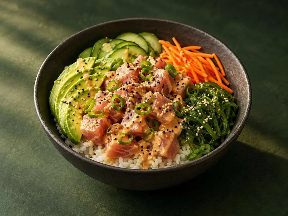 Generated illustration of Yellowtail Poke Bowl