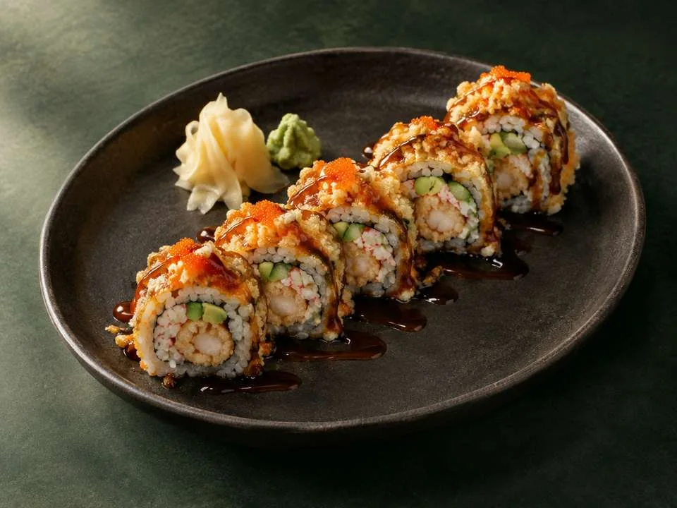 Generated illustration of Shrimp Tempura Roll