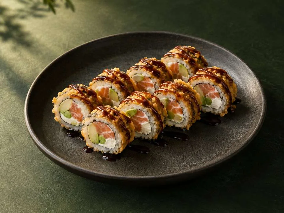 Generated illustration of Smoked Salmon Tempura Roll