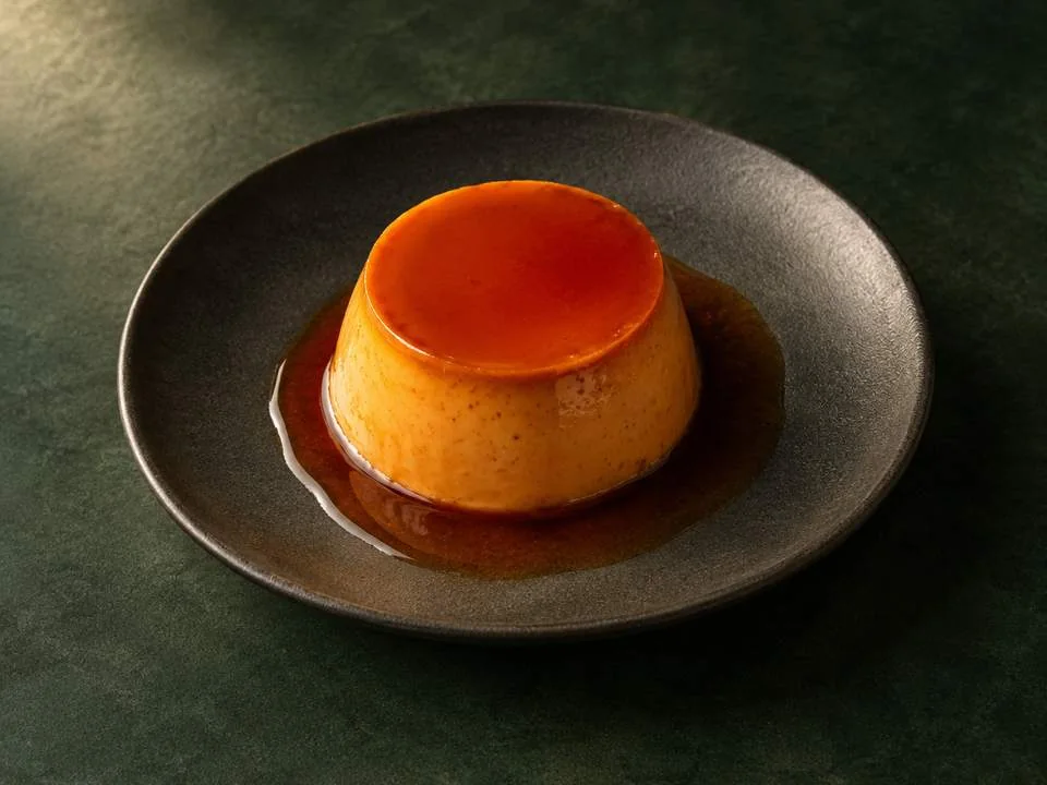 Generated illustration of Thai Tea Caramel Custard